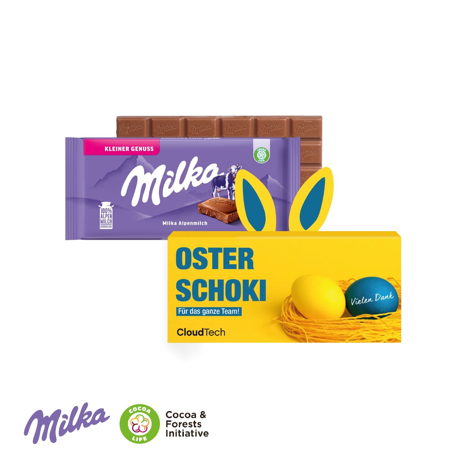 CD94705-01Milka Schokoladentafel mit Hasenohren_ Milka Schokoladentafel