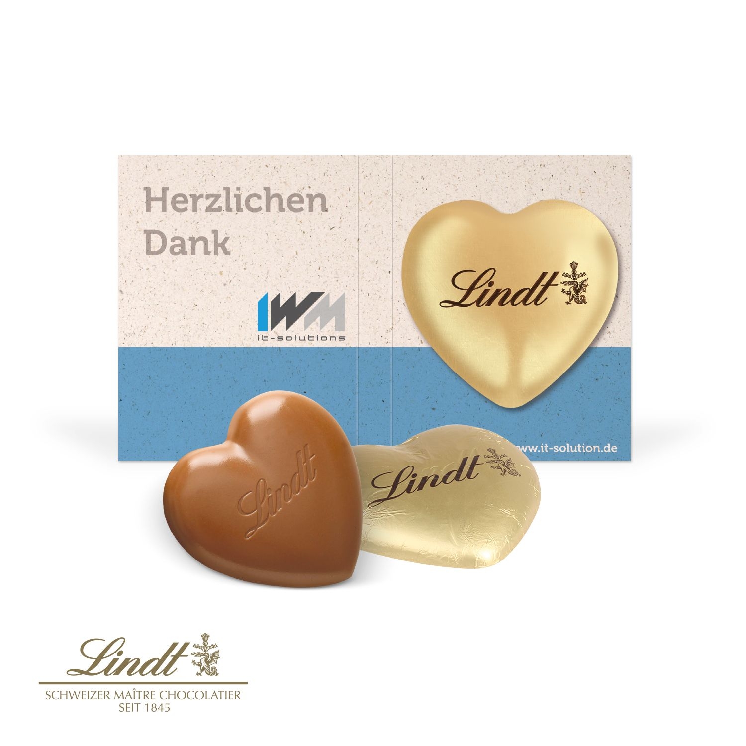 CD91466Werbe-Klappkarte mit Schokoladenherz von Lindt_ 20 g