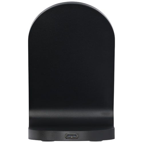 PF124340-1Loop kabellose Ladestation mit 15W Doppelspule aus recyceltem RCS Kunststoff_ schwarz