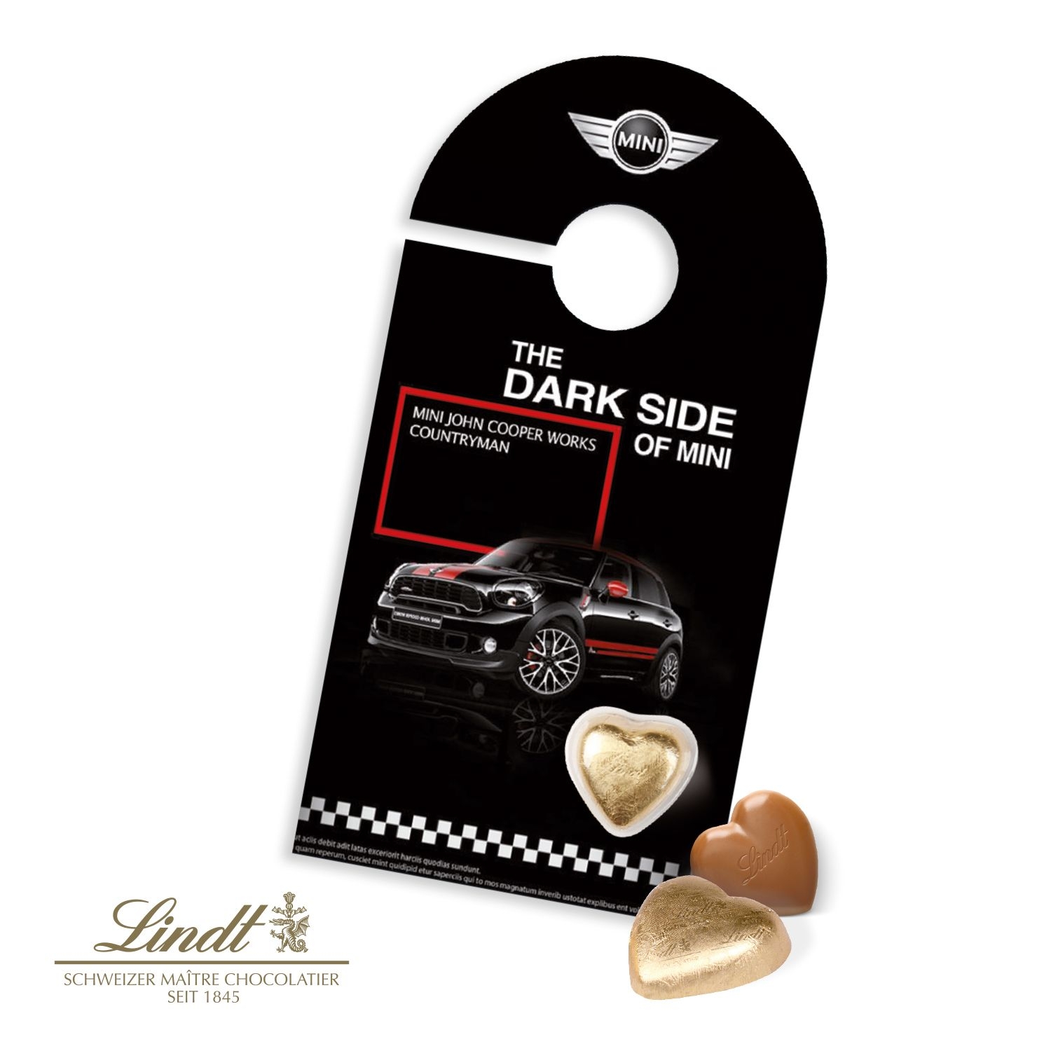 CD91211-01Schokokarte Tueranhaenger mit Lindt Herz_ Lindt Schokoherzen