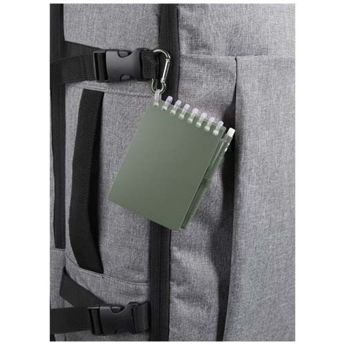 PF107051-3Lig Mini Recyceltes Outdoor-Softcover Notizbuch und Kugelschreiber Set _schwarze Mine_ heather gruen