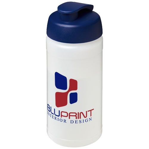 PF210068-18Baseline® Plus 500 ml Sportflasche mit Klappdeckel_ transparent_blau
