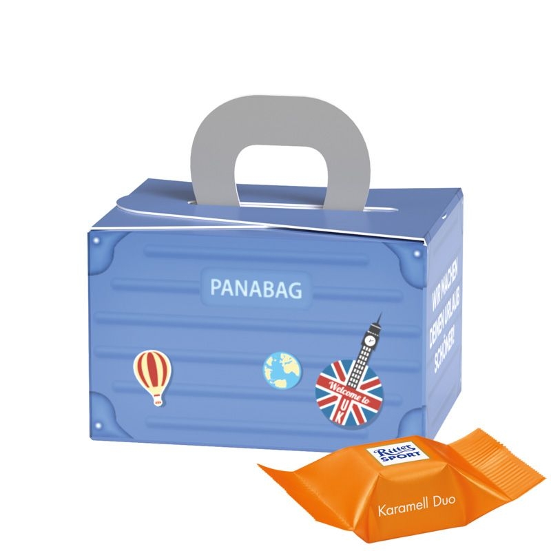 JG10242-2Geschenkbox Mini Koffer Ritter SPORT_ Ritter Sport Schokowuerfel_ Karamell Dou