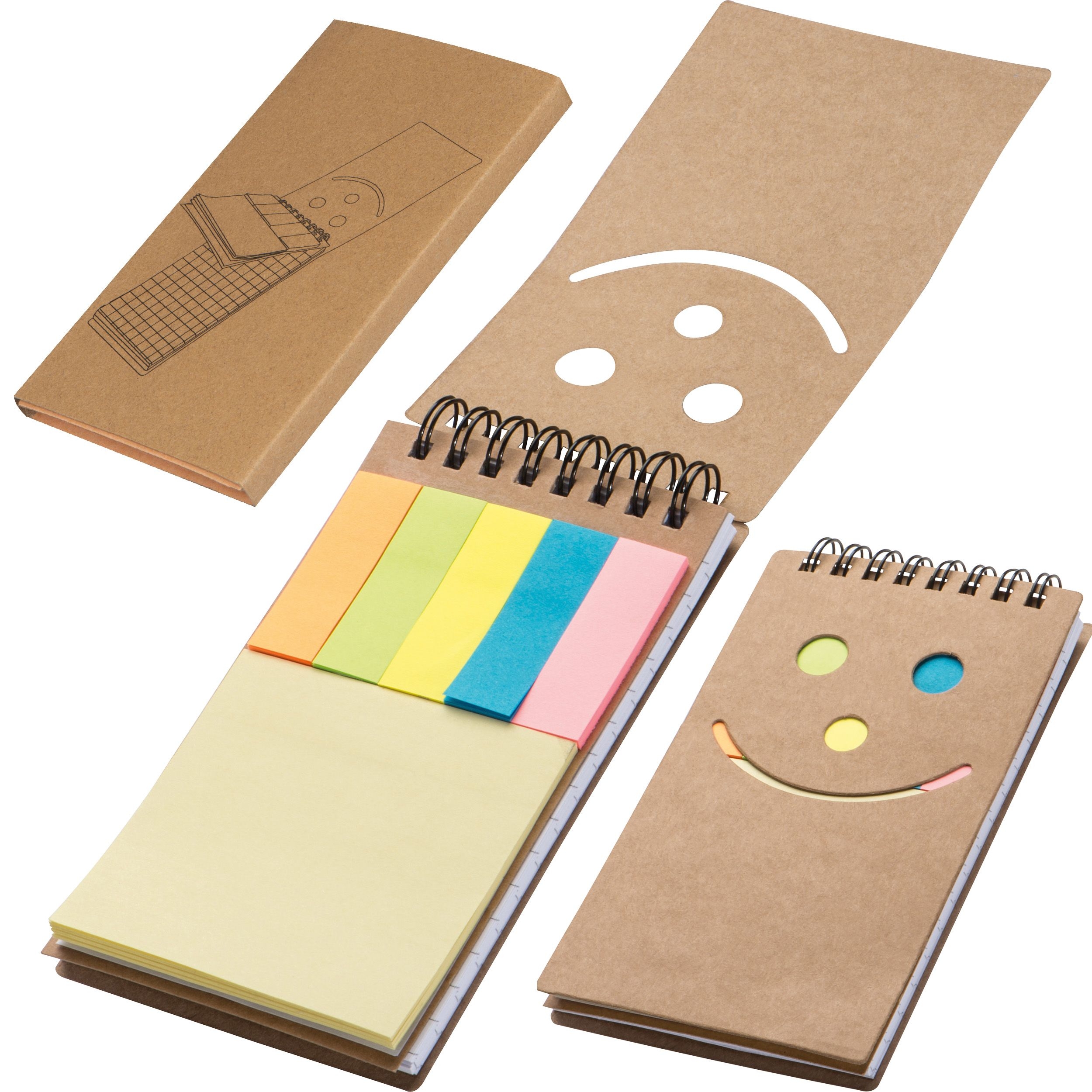 MA20583-01Notizblock mit Spiralbindung und einem Smile Gesicht MANLIO_ braun