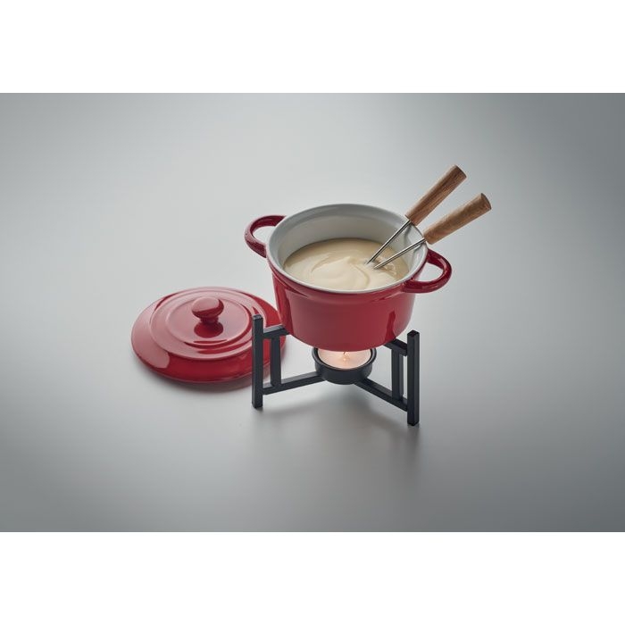 MO2386-05Big Kase Keramik-Fondue-Set 300 ml_ rot