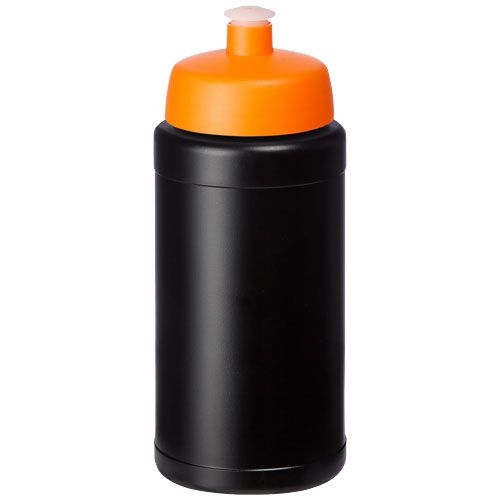 PF210444-4Baseline Recycelte Sportflasche_ 500 ml_ schwarz_orange