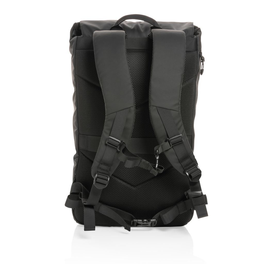 XDP762_90-1Impact AWARE™ RPET wasserabweisender 15.6_ Laptop-Rucksack_ schwarz