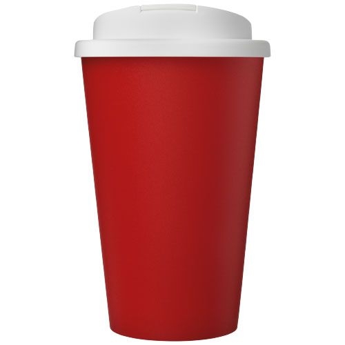 PF210425-12Americano® Eco 350 ml recycelter Becher mit auslaufsicherem Deckel_ rot_weiss