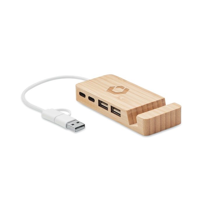 MO2144-40Hubstand 4 Port USB Hub_ holz