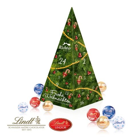 CD95378-01Adventskalender _Weihnachtspyramide_ mit Lindt Schokolade_ Motiv-Vorlage