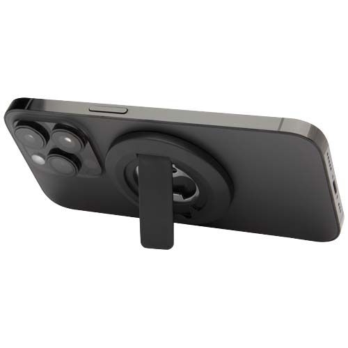 PF124461-4Ain Magnetische Smartphonehalterung  aus recyceltem Kunststoff mit Flaschenoeffner _ schwarz