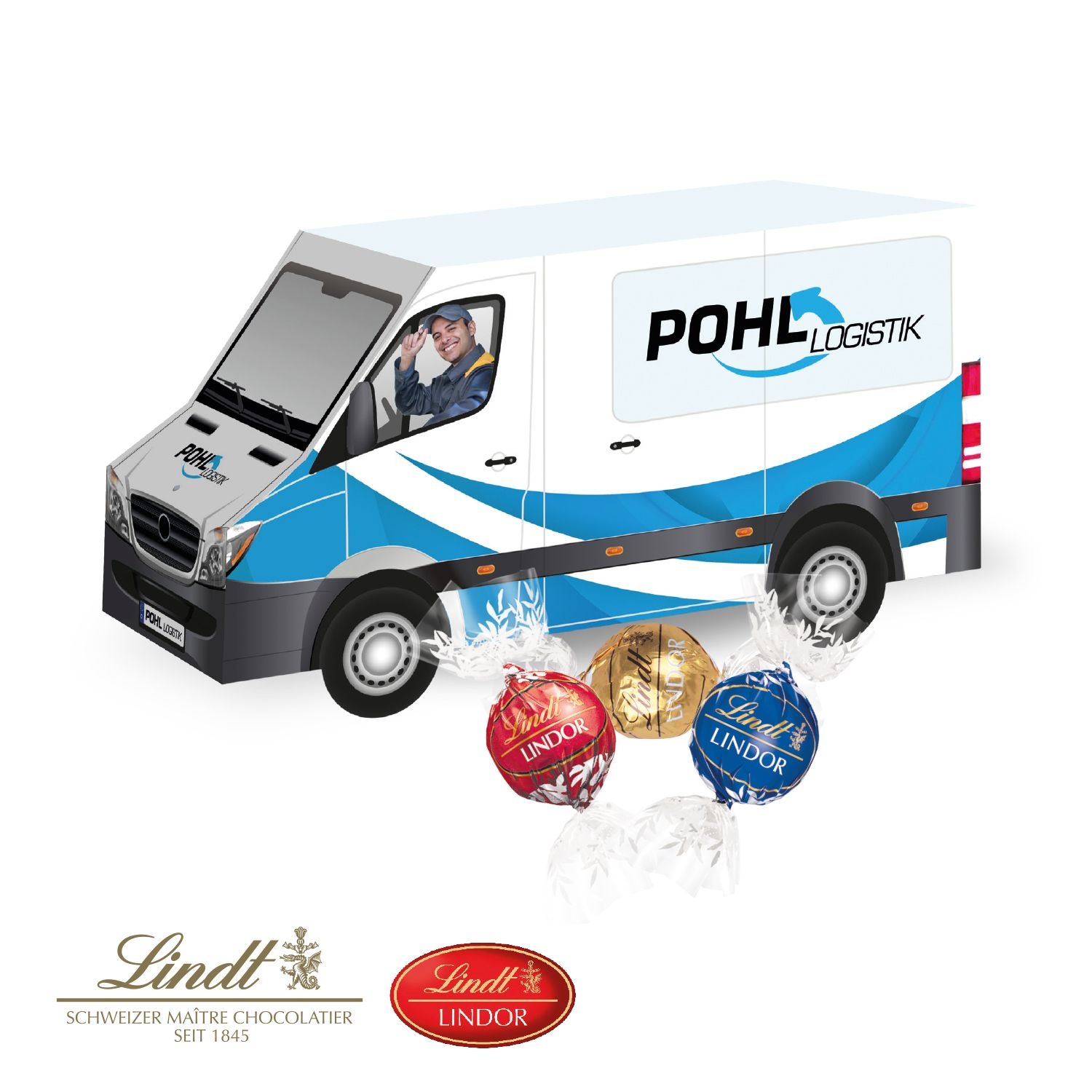 CD91706-013D Praesent _Transporter_ mit Lindt Lindor Pralinés_ Lindor Pralines