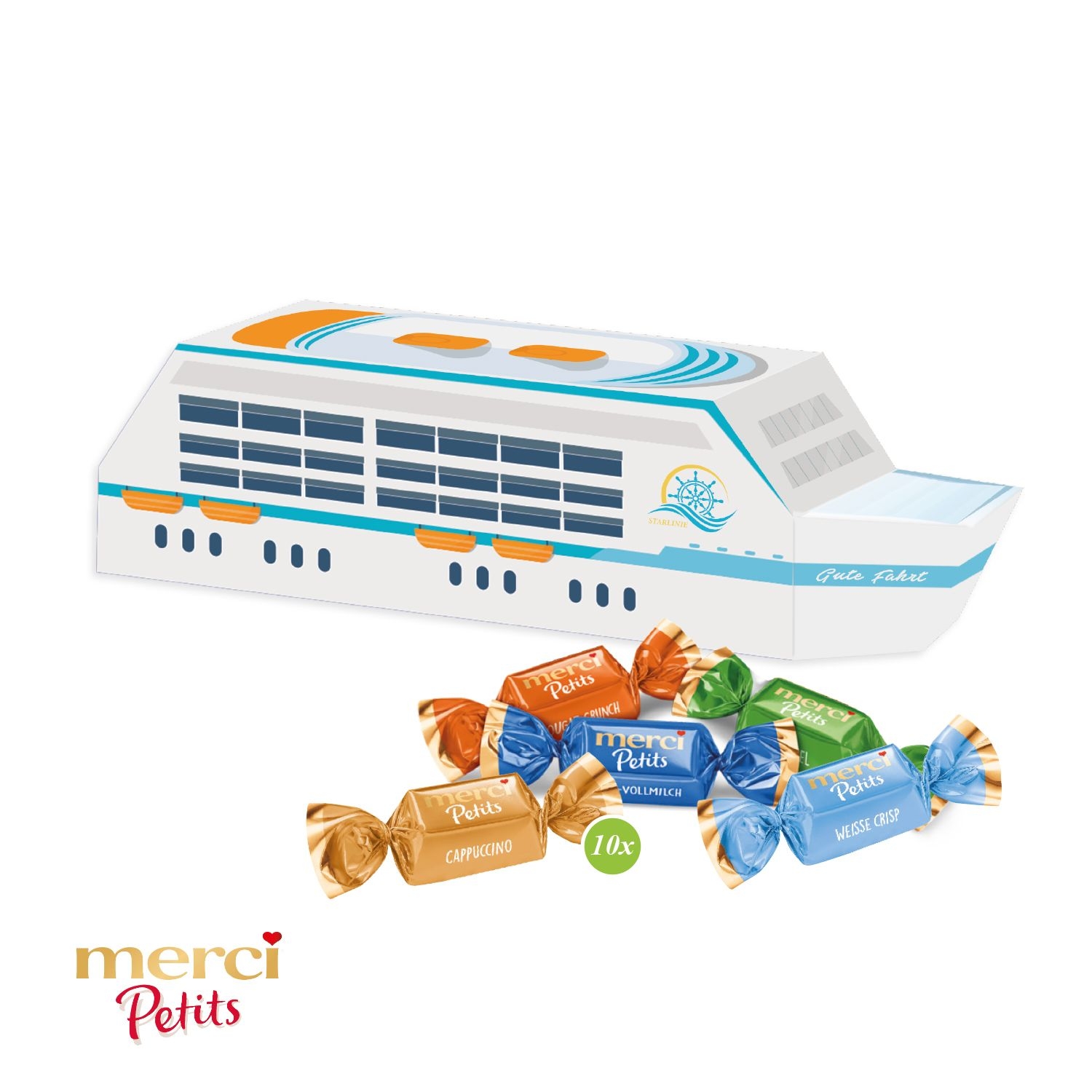 CD91734-013D Praesent _Schiff_ mit Merci Petits_ Merci Petits