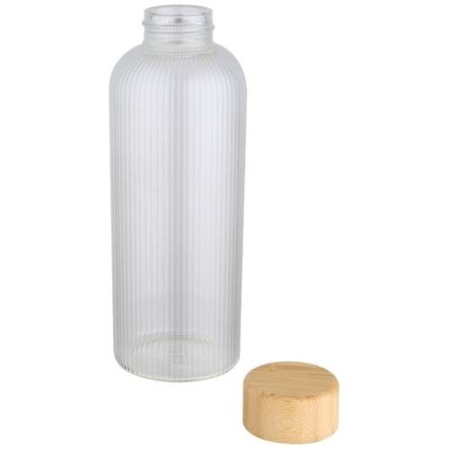 PF100930-1Mirage 650 ml einwandige Trinkflasche aus Borosilikatglas mit Bambusdeckel_ transparent