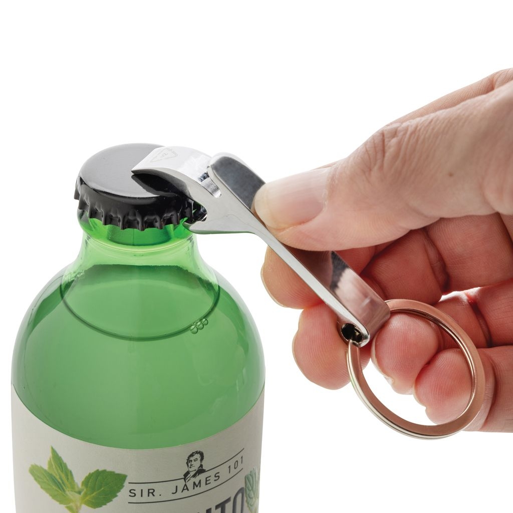 XDP191_60-02Flaschenoeffner _ Schluesselband aus RCS rec. Zinklegierung_ silber