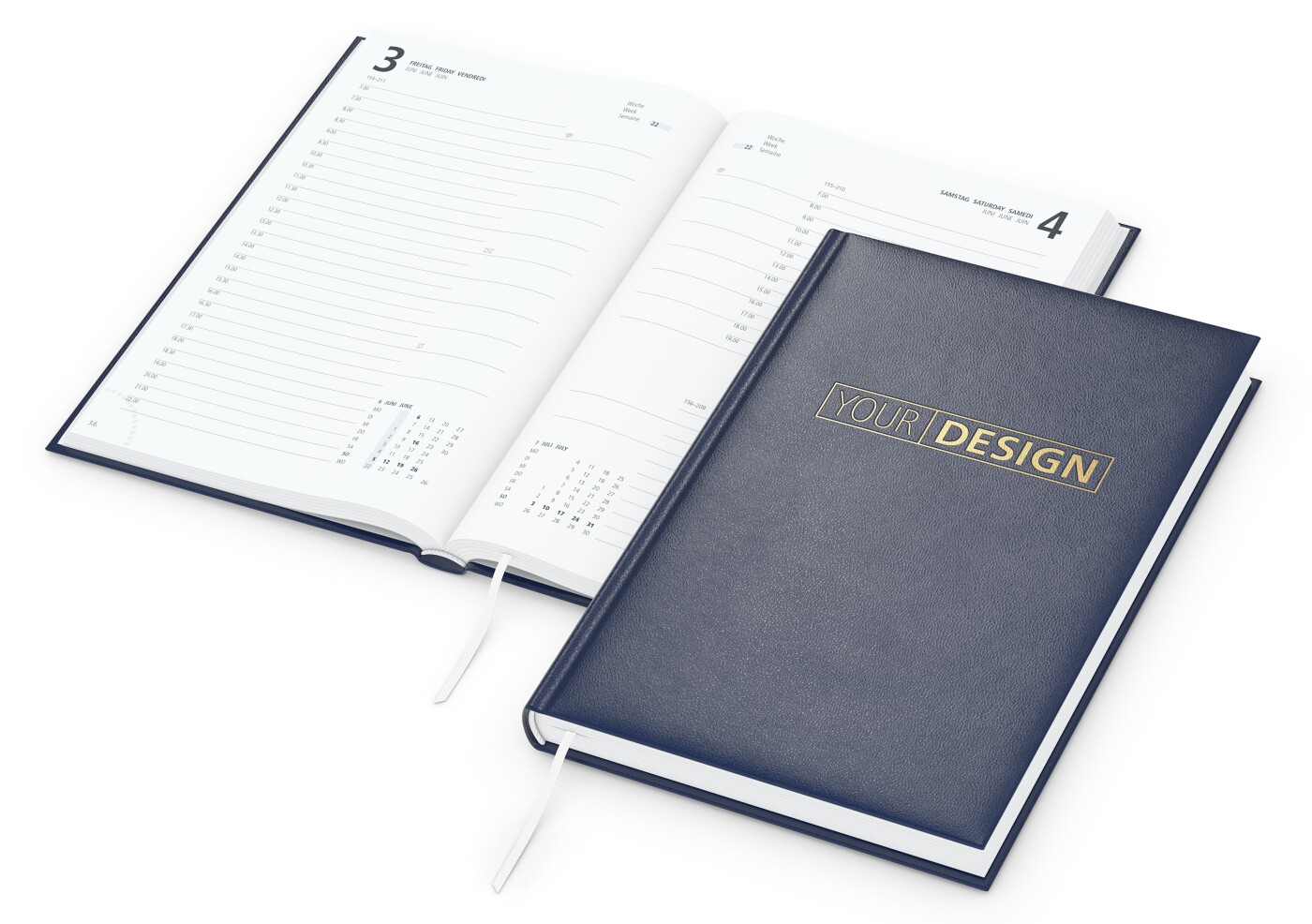 GE0061-DUGTageskalender Advance_ dunkelblau_ Goldpraegung