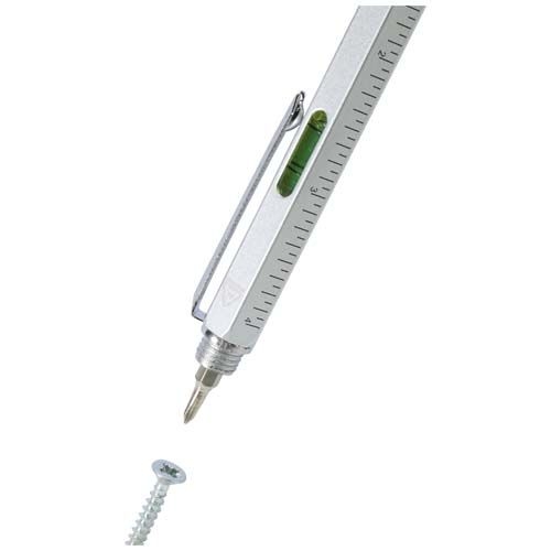 PF107908-1Dora Multifunktionsstift aus recyceltem Aluminium _schwarze Mine_ silber