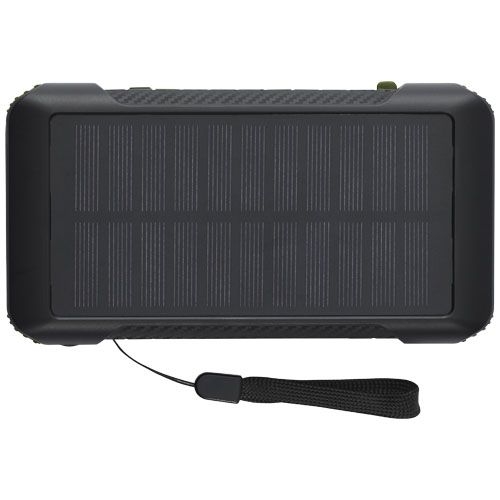 PF124346-1Soldy 10.000 mAh Solardynamo-Powerbank aus recyceltem GRS Kunststoff _ armeegruen