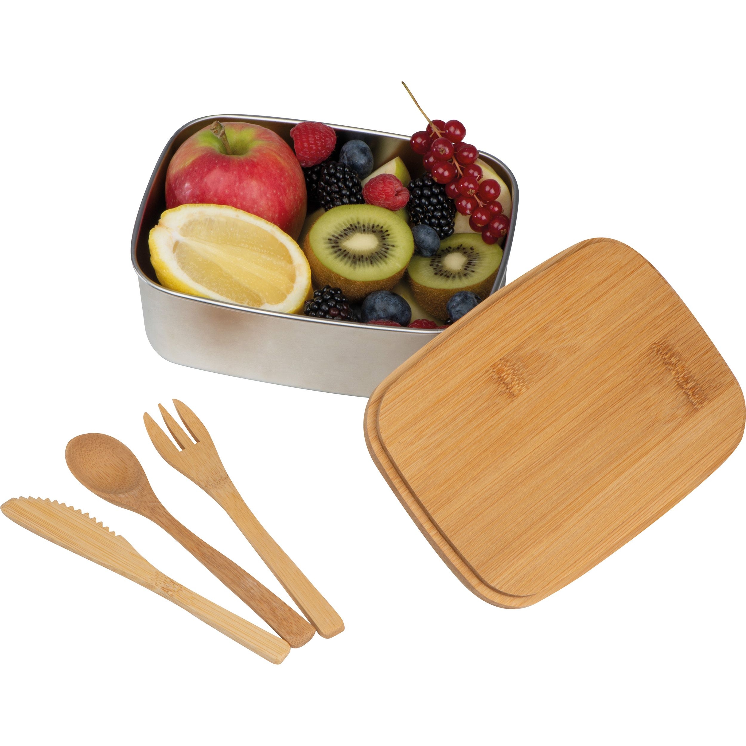 MA82313-13Grosse Brotzeitbox mit Bambusdeckel und elastischem Band JULIANA_ beige
