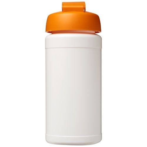 PF210068-8Baseline® Plus 500 ml Sportflasche mit Klappdeckel_ weiss_orange