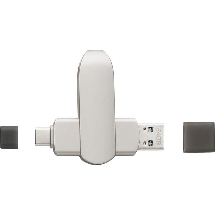GI1001765-32USB-Stick aus verzinkter Oberflaeche Harlow_ silber