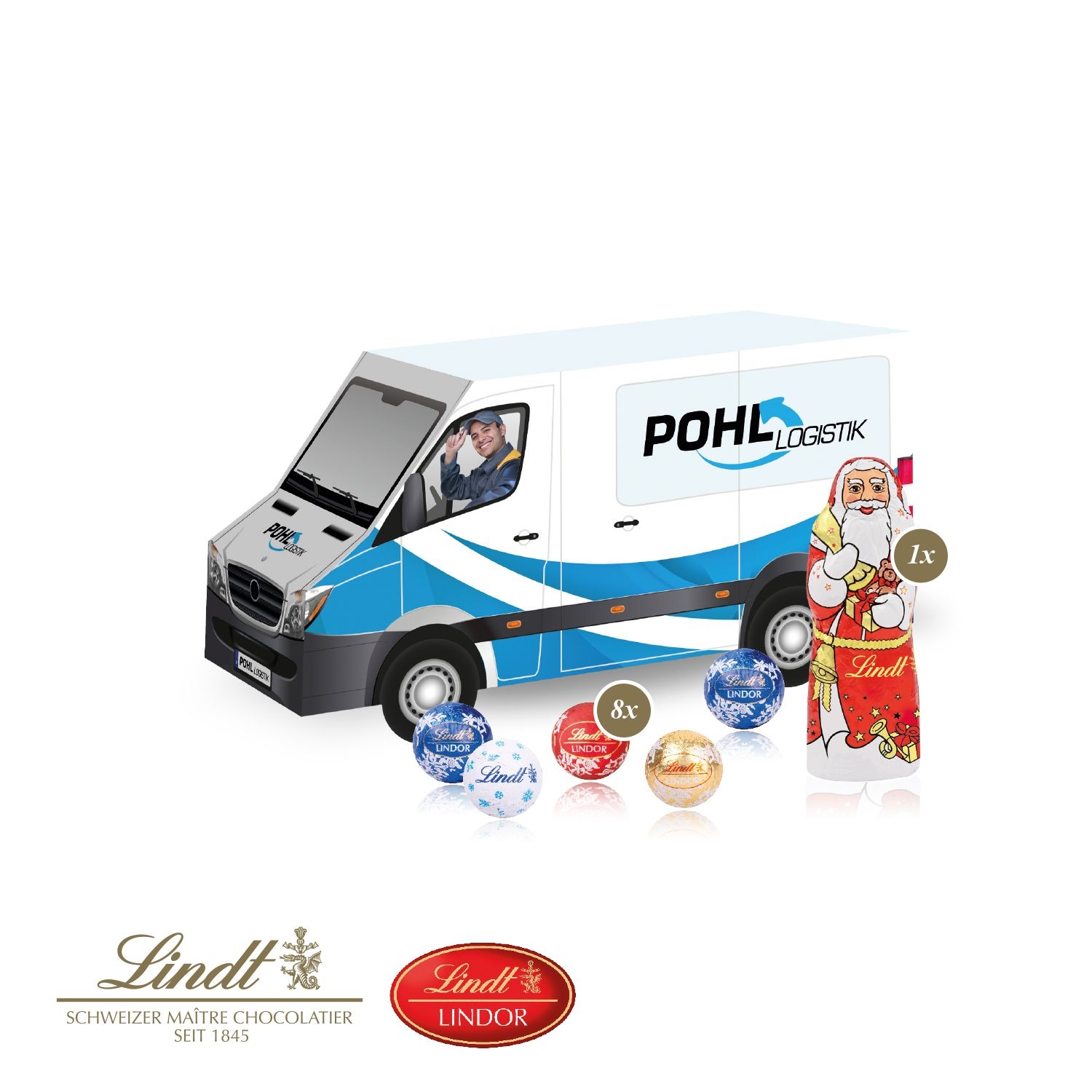 CD955433D Praesent _Transporter_ mit Lindt Minis und Nikolaus