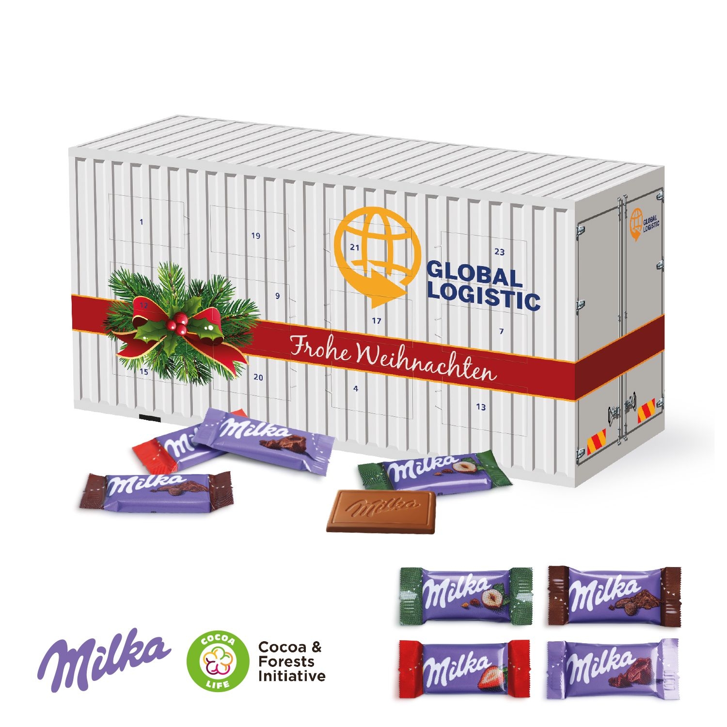 CD95173-013D Adventskalender _Container_ mit Milka Schokolade_ Motiv-Vorlage