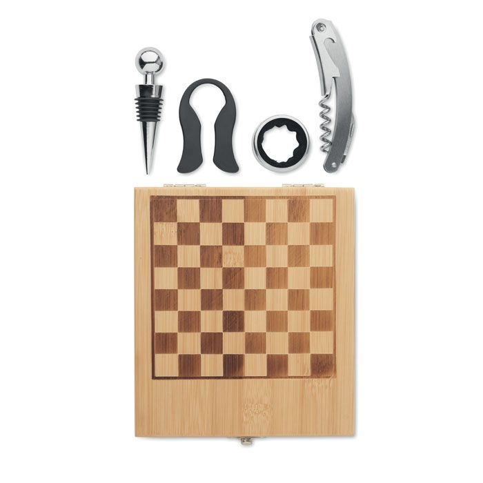 MO2393-40Chesset Weinset mit Schachspiel_ holz