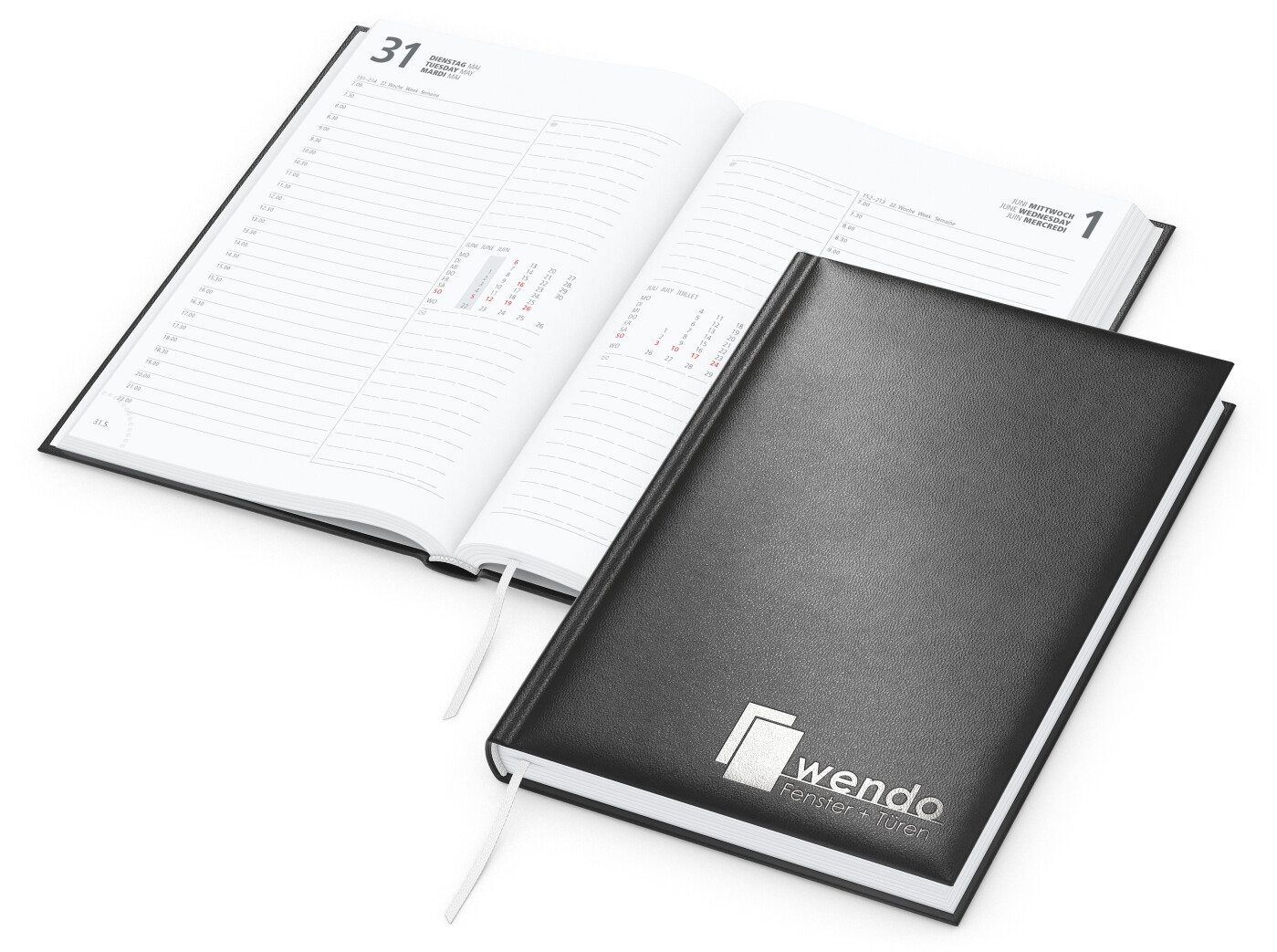 GE0020-SCSWerbeartikel Buchkalender Image_ schwarz_ Silberpraegung