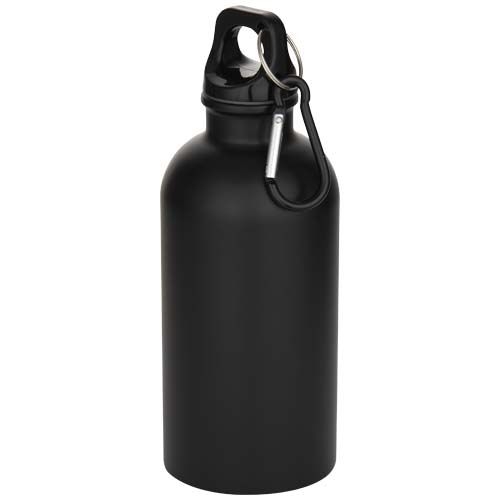 PF100871-4Oregon 400 ml matte RCS-zertifizierte einwandige Trinkflasche aus recyceltem Edelstahl mit Karabiner