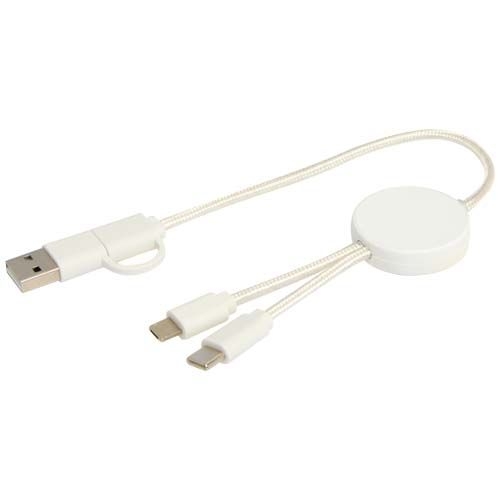 PF124427-1Citala 30 cm 5-in-1 Kabel aus recyceltem Kunststoff fuer Datenuebertragung und 27W Schnellladung_ weiss