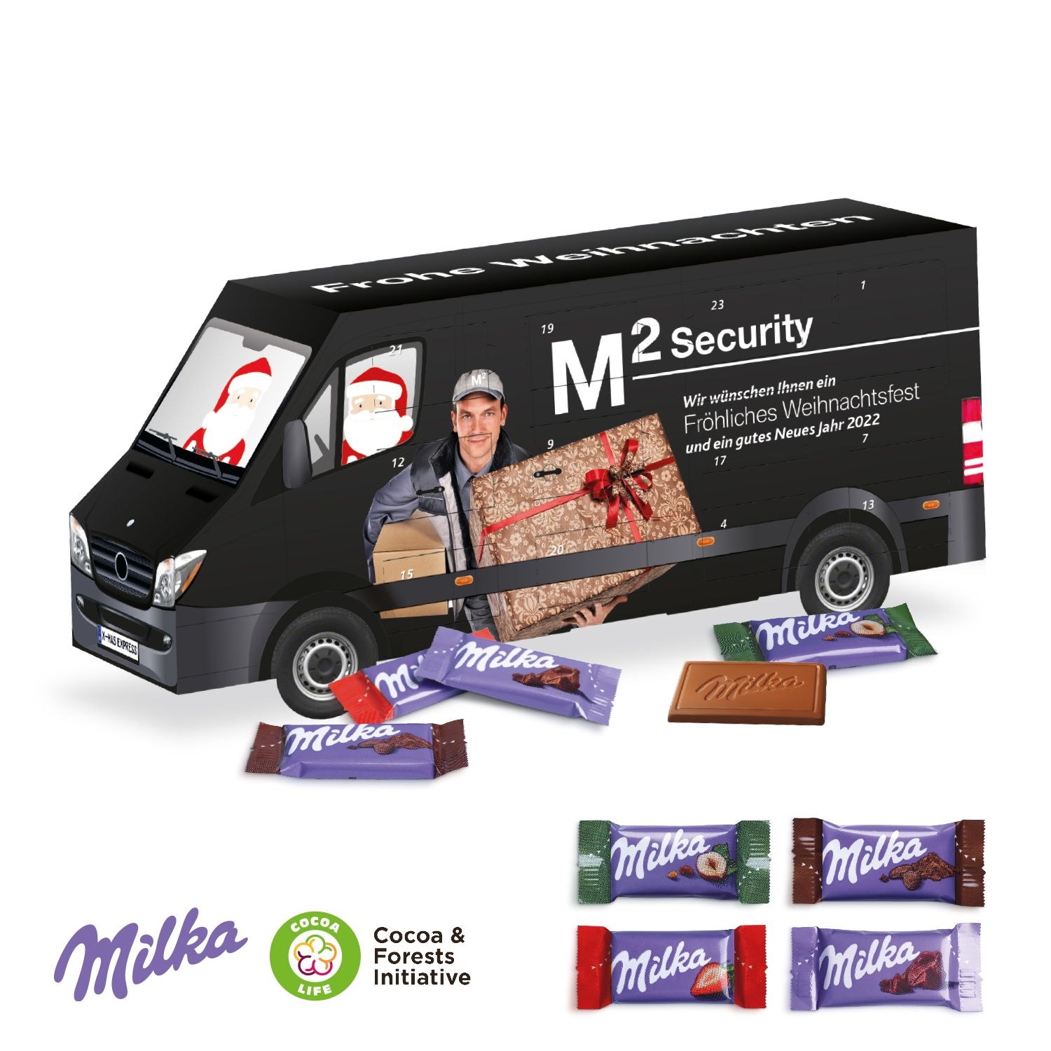 CD95176-013D Adventskalender _Transporter_ mit Milka Schokolade_ Motiv-Vorlage