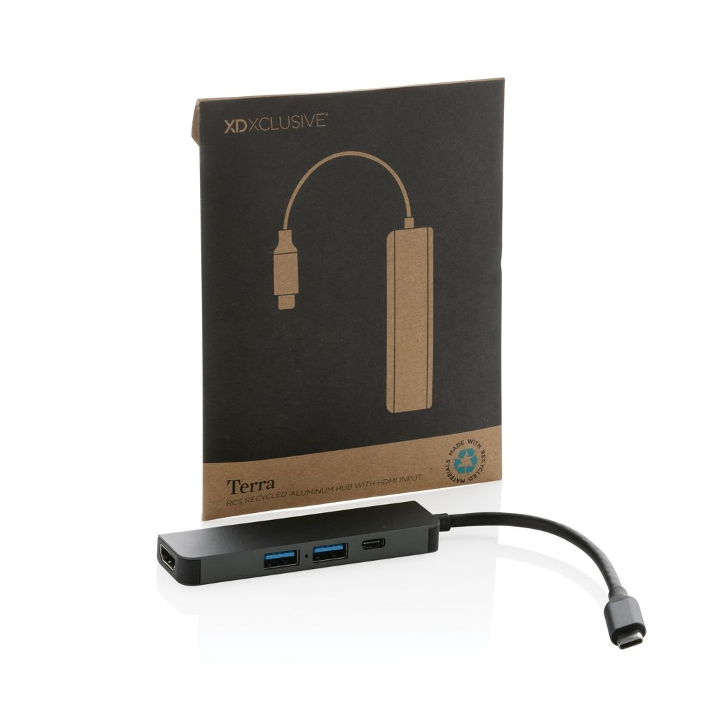 XDP308.65-2Terra Hub aus RCS recyceltem Aluminium mit HDMI-Input_ grau