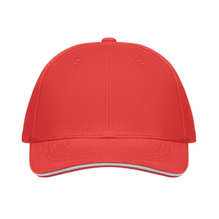 MO1464-35Buffalo Baseball cap 6 panels 260g_m²_ weiss_rot