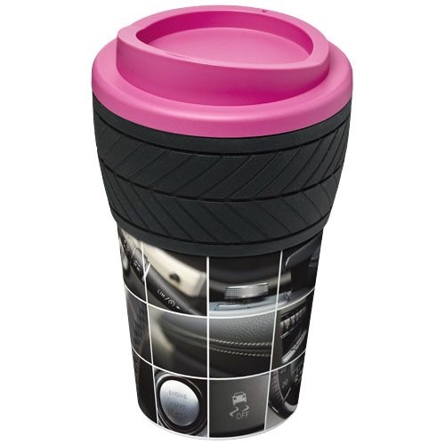 PF210088-10Brite-Americano® 350 ml Isolierbecher mit Schutzring Reifen-Design_ magenta