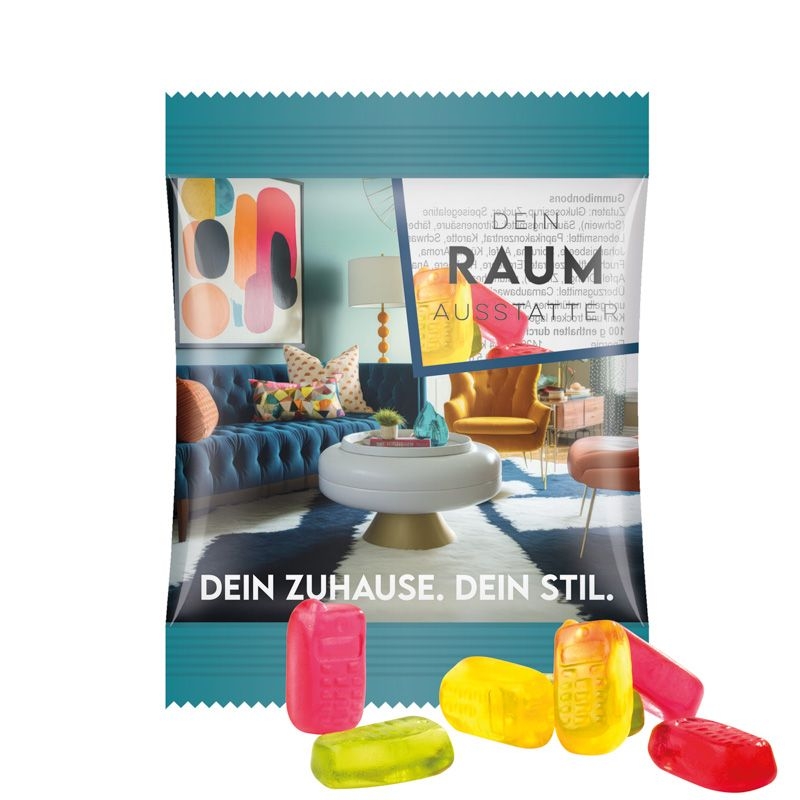 JG10061-6Minituete 10g_ Fruchtgummi Standardformen_ Handy_ transparente Folie