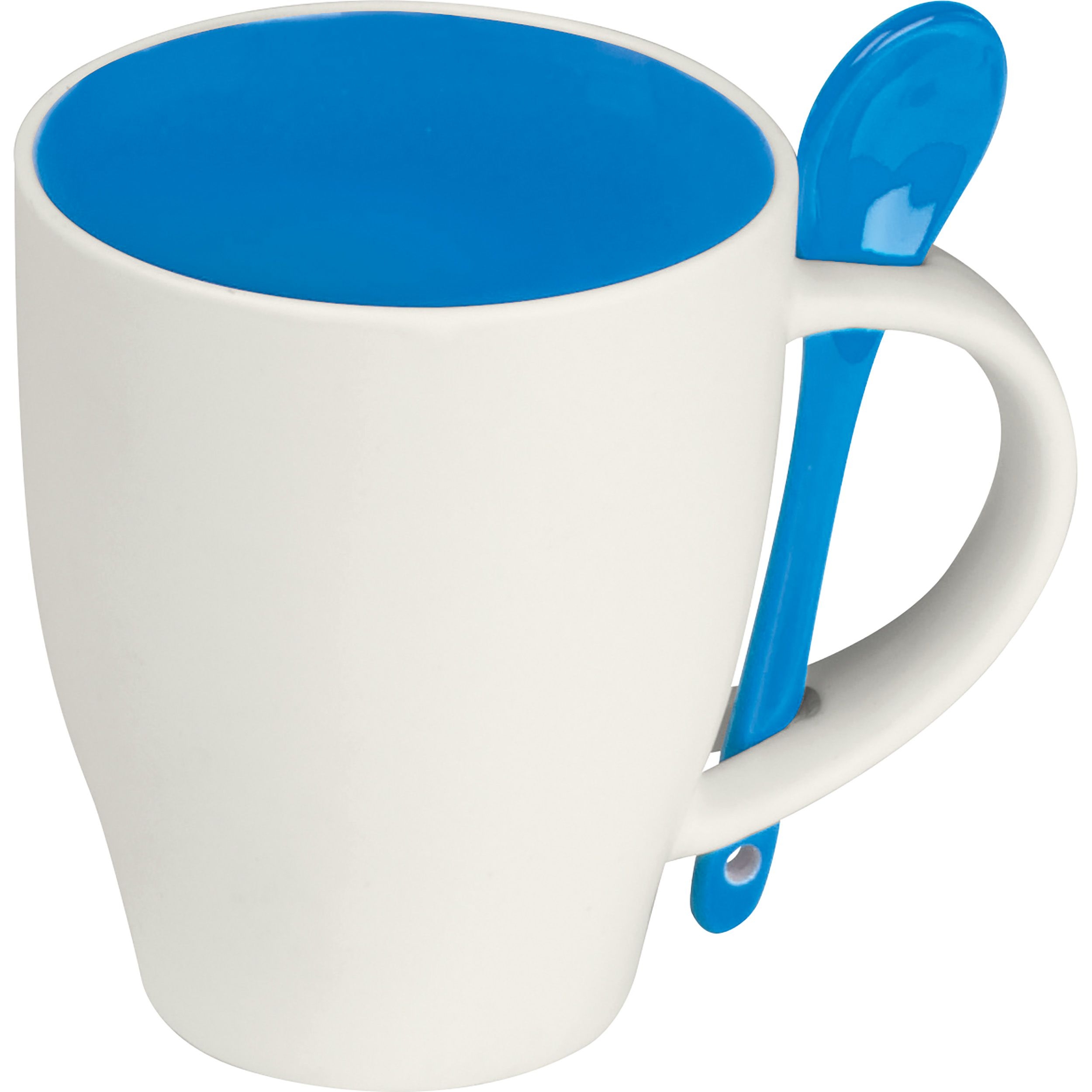 MA85095-04Tasse aus Porzellan mit Loeffel_ 250ml ARMANDO_ blau