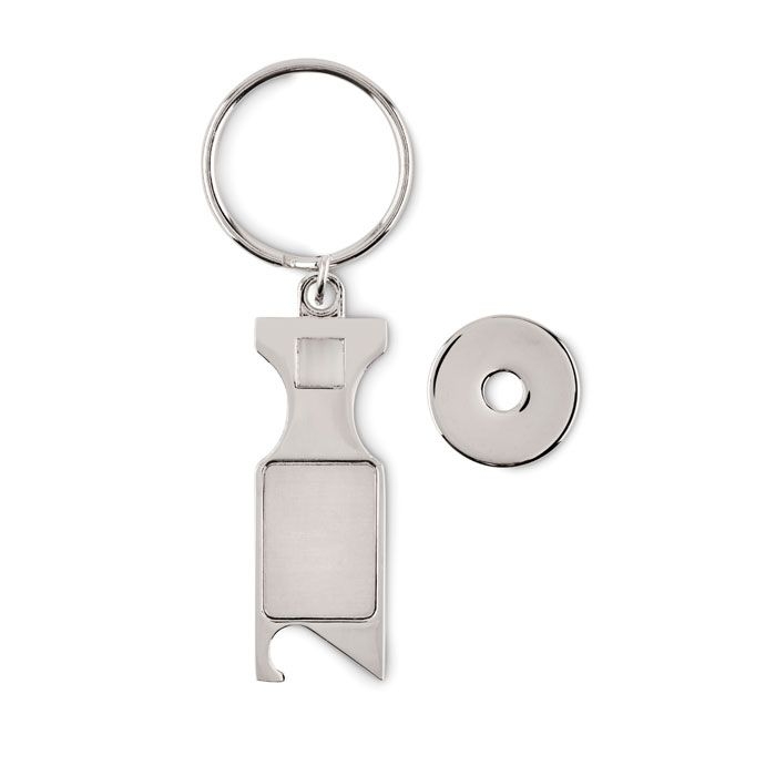 MO6824-16Tokeu Schluesselring mit Muenzhalter_ mattsilber