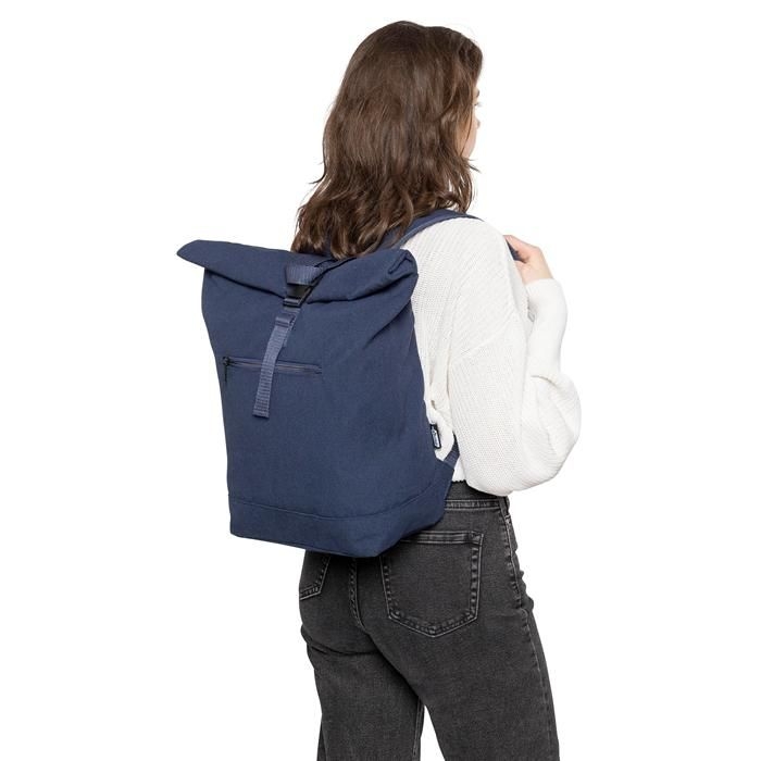 GI1204072-05Rolltop-Rucksack Thaddeus aus recyceltem Poly-Baumwollgewebe _330 g_m2_ blau