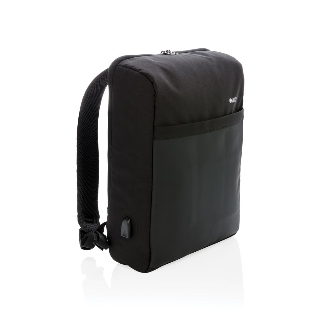 XDP762.37-1Swiss Peak 15_ Anti-Diebstahl RFID _ USB Rucksack_ schwarz