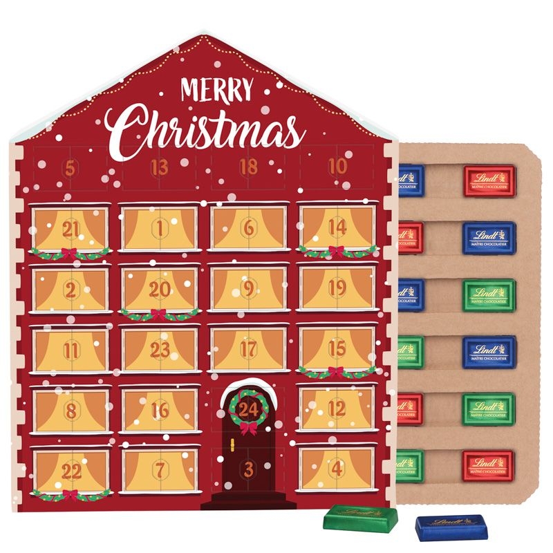 JG20097-2Taefelchen Adventskalender Haus ECO_ Lindt Schokotaefelchen_ Individuelles Motiv