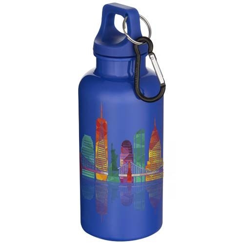 PF100863-6Oregon 400 ml einfarbige RS-zertifizierte Trinkflasche aus recyceltem Kunststoff mit Karabinerhaken