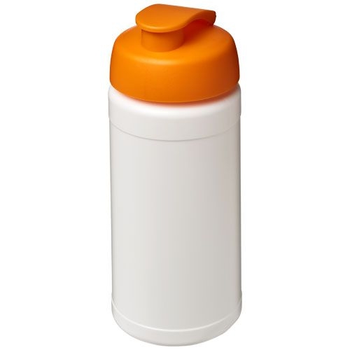PF210068-8Baseline® Plus 500 ml Sportflasche mit Klappdeckel_ weiss_orange