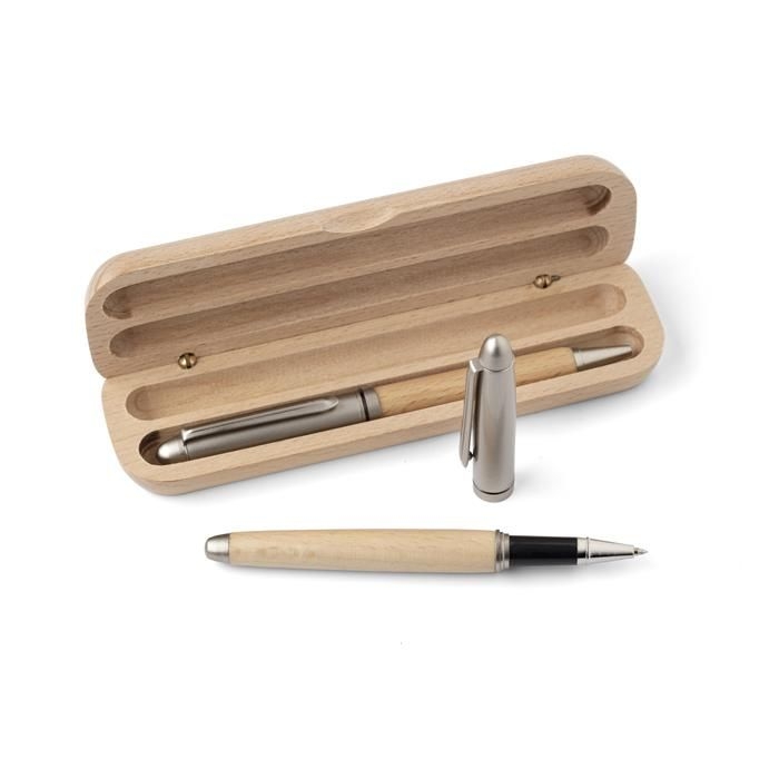 GI9156-11Schreibset aus Buchenholz Oliviero_ brown