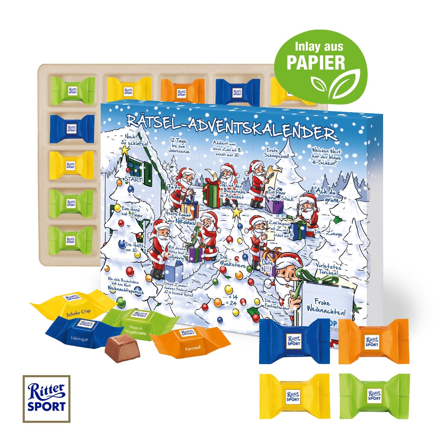 CD55410-01Adventskalender mit Ritter SPORT Schokowuerfel_ Inlay aus Papier_ Motiv-Vorlage