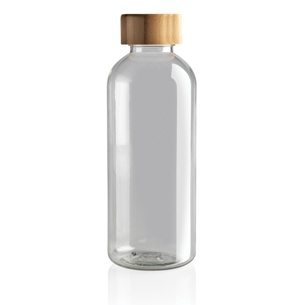 XDP433.09-0RCS rPET Flasche mit Bambus-Deckel_ transparent