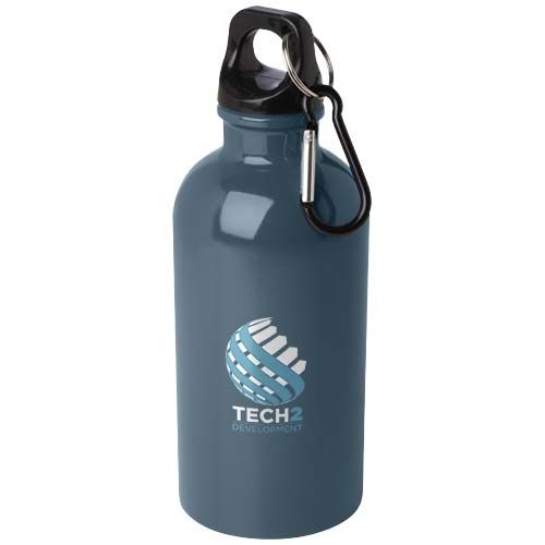 PF100860-9Oregon 400 ml RCS-zertifizierte_ einwandige Trinkflasche aus Edelstahl mit Karabinerhaken_ hale blau