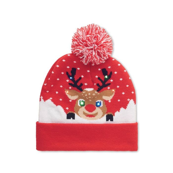 CX1539-05Shimas Light Weihnachtliche Strickmuetze LED_ rot