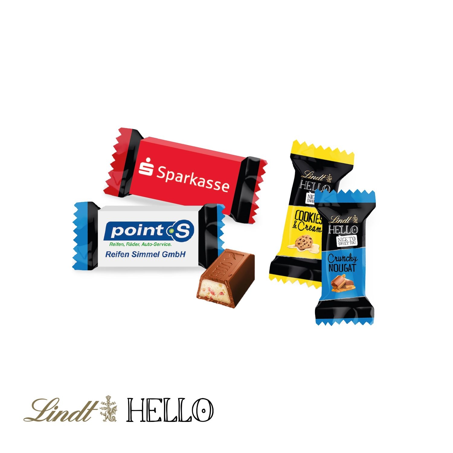 CD91295-01Lindt HELLO im Werbeschuber_ Lindt Hello Mini Stick_ gemischt