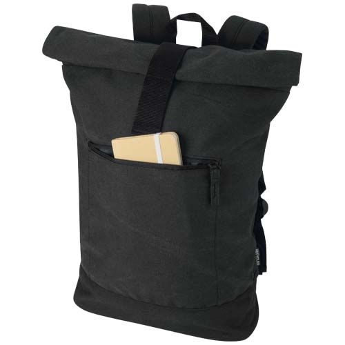 PF130123-3Recanvas 14” GRS recycelter Rolltop-Rucksack 16L_ schwarz